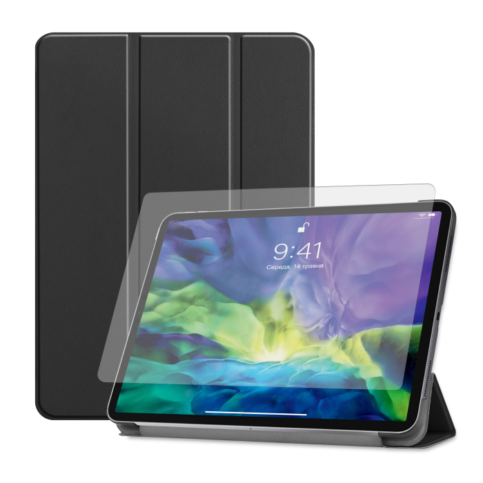 Чохол AIRON Premium для iPad Pro 11" 1-4th Gen 2017-2022 із захисною плівкою та серветкою Black