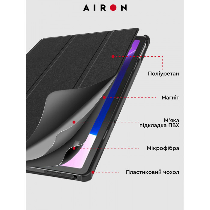 Чохол AIRON Premium для Lenovo tab M10 Plus 3rd Gen 2022(TB-128/TB-125) 10.6" із захисною плівкою та серветкою