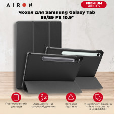 Чохол AIRON Premium для Samsung Galaxy Tab S9/S9 FE 10.9'' 2023 із захисною плівкою та серветкою black