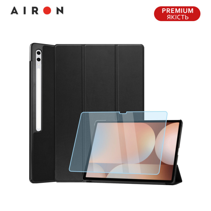 Чохол AIRON Premium для Samsung Galaxy tab S10 Ultra 14.6 2024 із захисною плівкою та серветкою Black