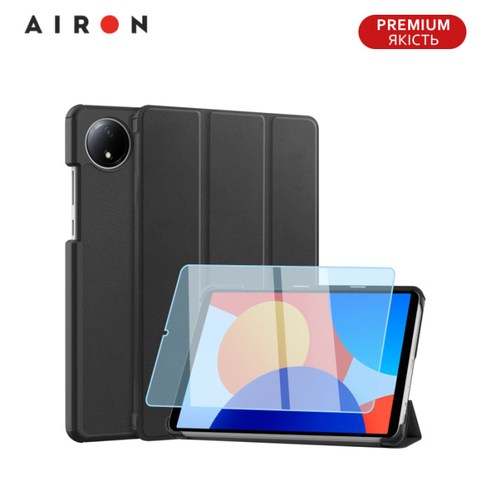 Чохол AIRON Premium для Xiaomi Redmi Pad SE 8.7" 2024 із захисною плівкою та серветкою Black