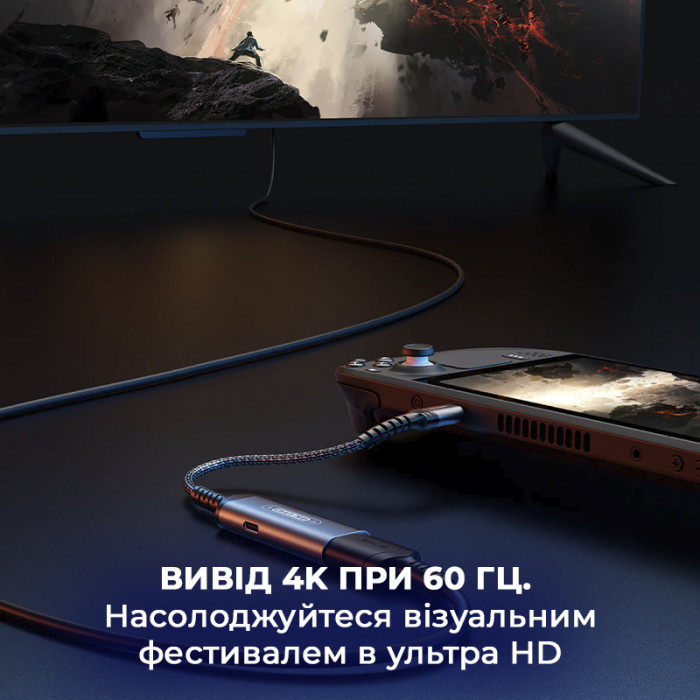 Адаптер USB-C на HDMI 4K@60Hz та USB-C PD JSAUX HB0201