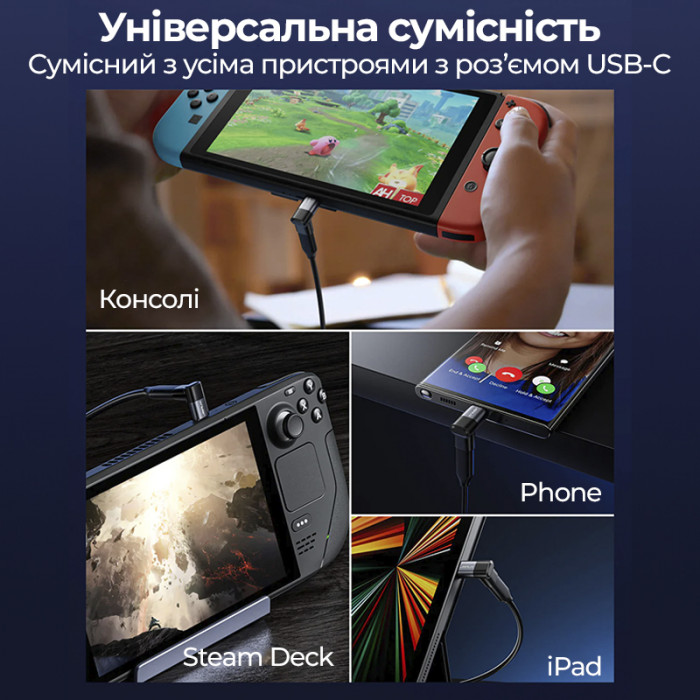 90-градусний Type-C перехідник JSAUX DD0008