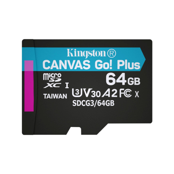 Карта пам'яті Kingston microSDXC 64GB Canvas Go Plus A2 U3
