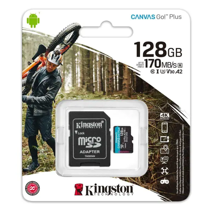 Карта пам’яті Kingston 128GB SDXC C10 UHS-I Canvas Go! Plus 170R/90W U3 V30 (SDG3/128GB)