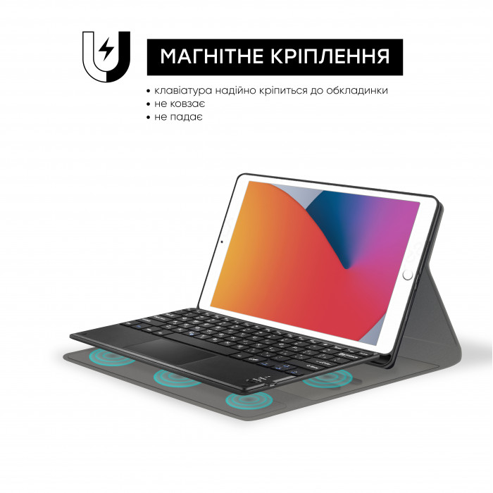Чохол AIRON Premium для  iPad 10.2" 2019/2020/2021 7/8/9th Gen та Air 3 із Bluetooth клавіатурою з тачпадом Black