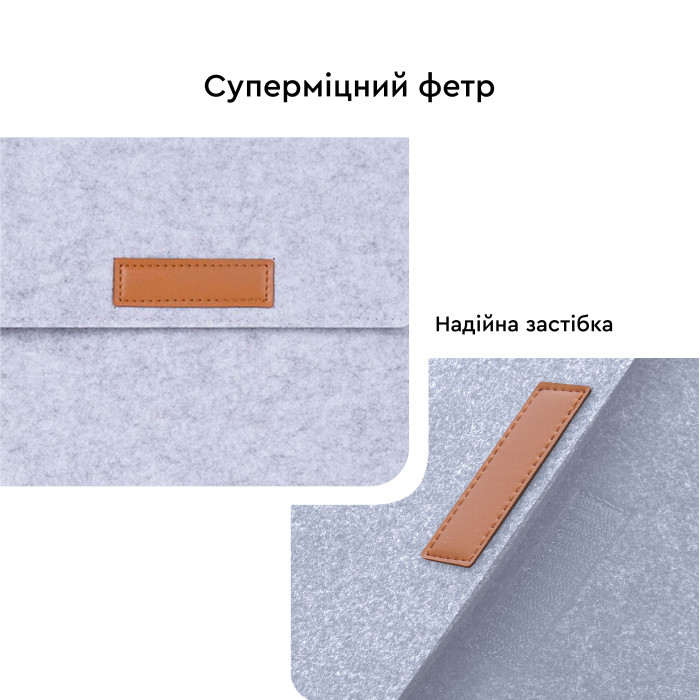 Фетрова обкладинка AIRON Premium для ноутбука 13.3″ Grey