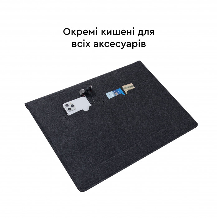 Войлочная обложка AIRON Premium для ноутбука 15.6″ Dark Grey
