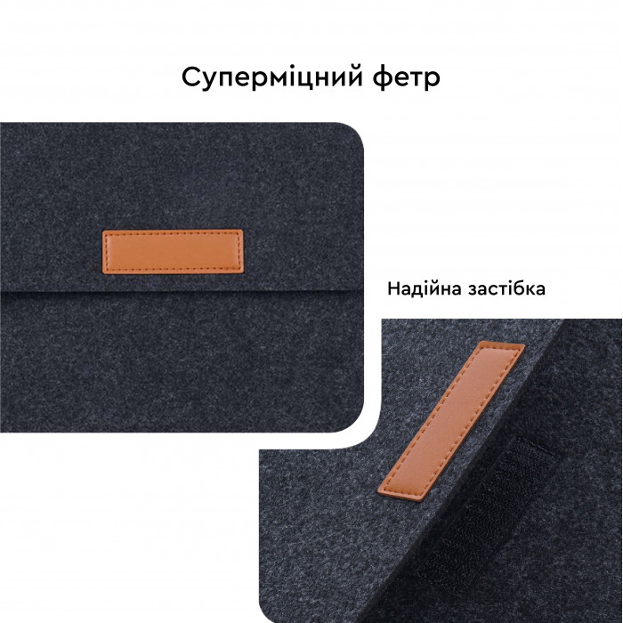 Войлочная обложка AIRON Premium для ноутбука 15.6″ Dark Grey