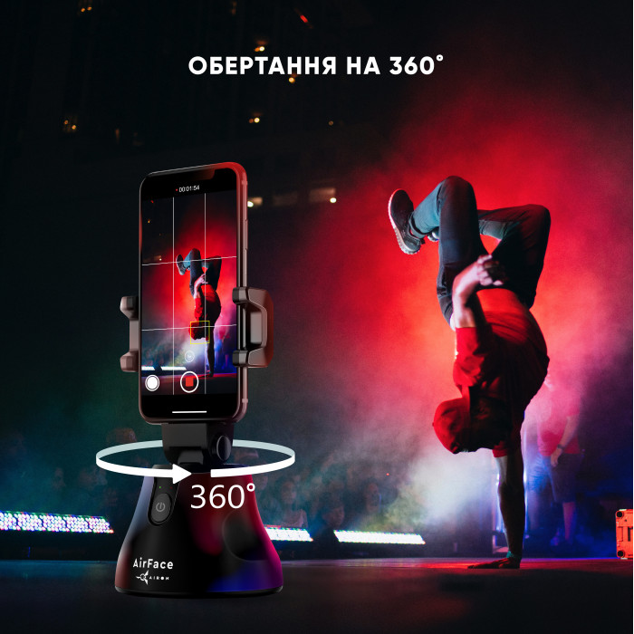 Тримач телефону 360° AirFace для TikTok, Instagram, Facebook, Zoom Black
