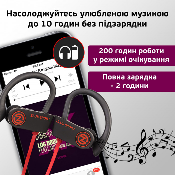 Навушники Zeus SPORT black