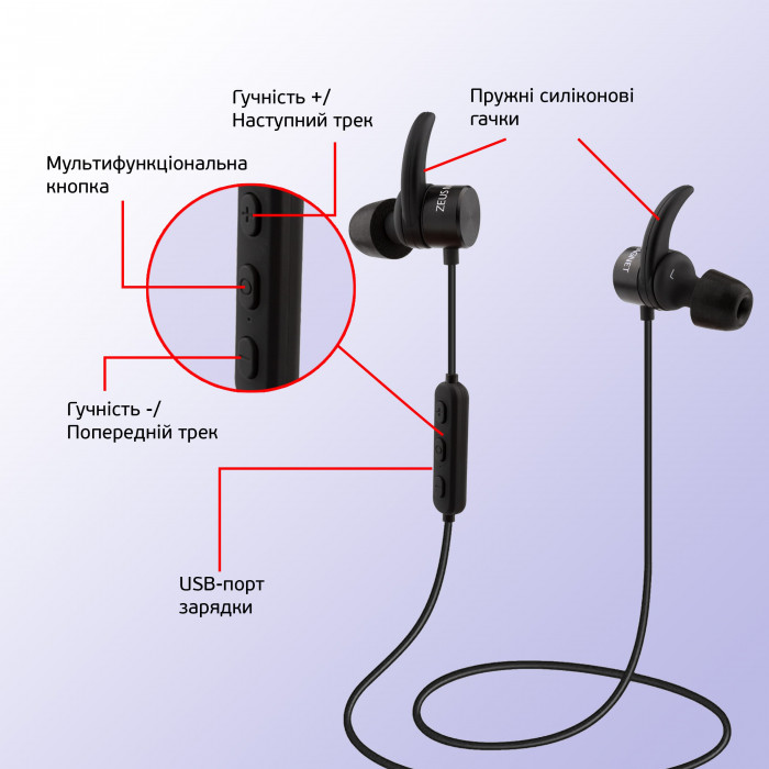 Навушники Zeus MAGNET black