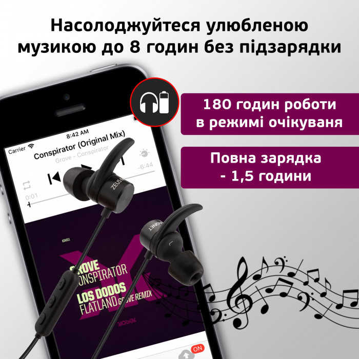 Навушники Zeus MAGNET black